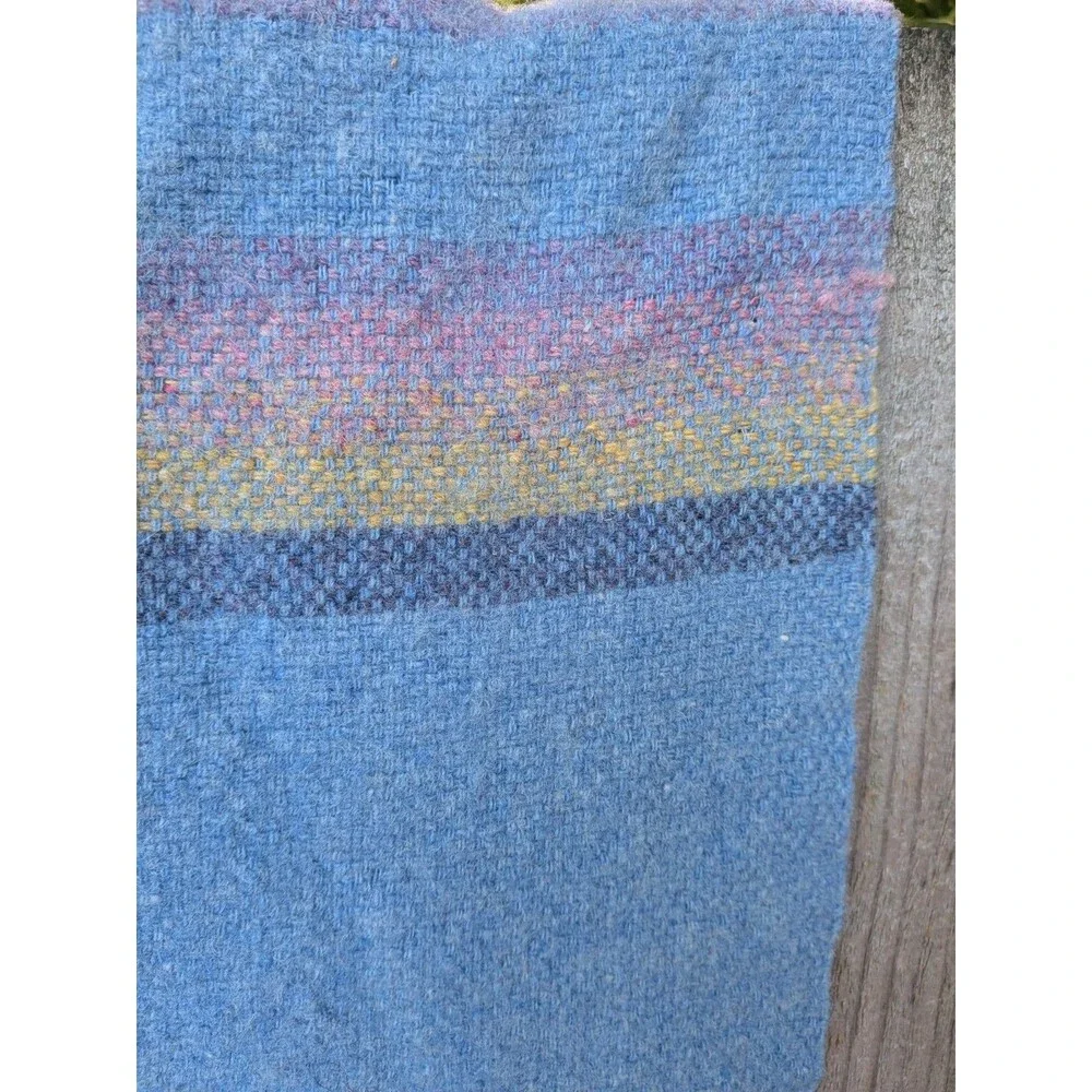 Handwoven Wool Blanket Pastel 27 x 47 Cottage Craft Canada Cottagecore 60s 70s